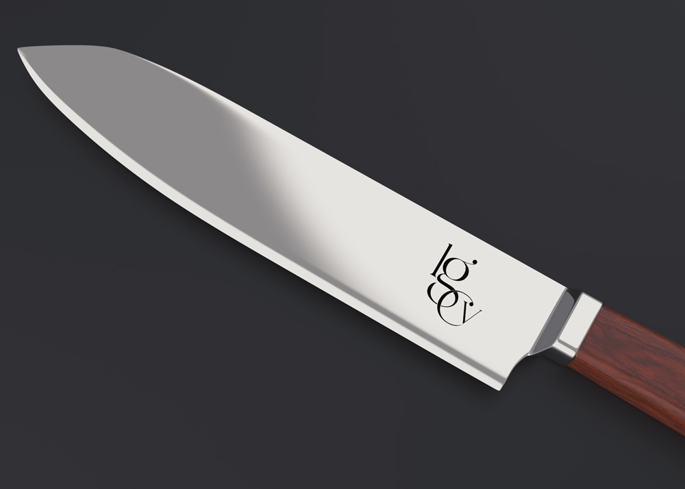 Free Chef Knife Logo Mockup